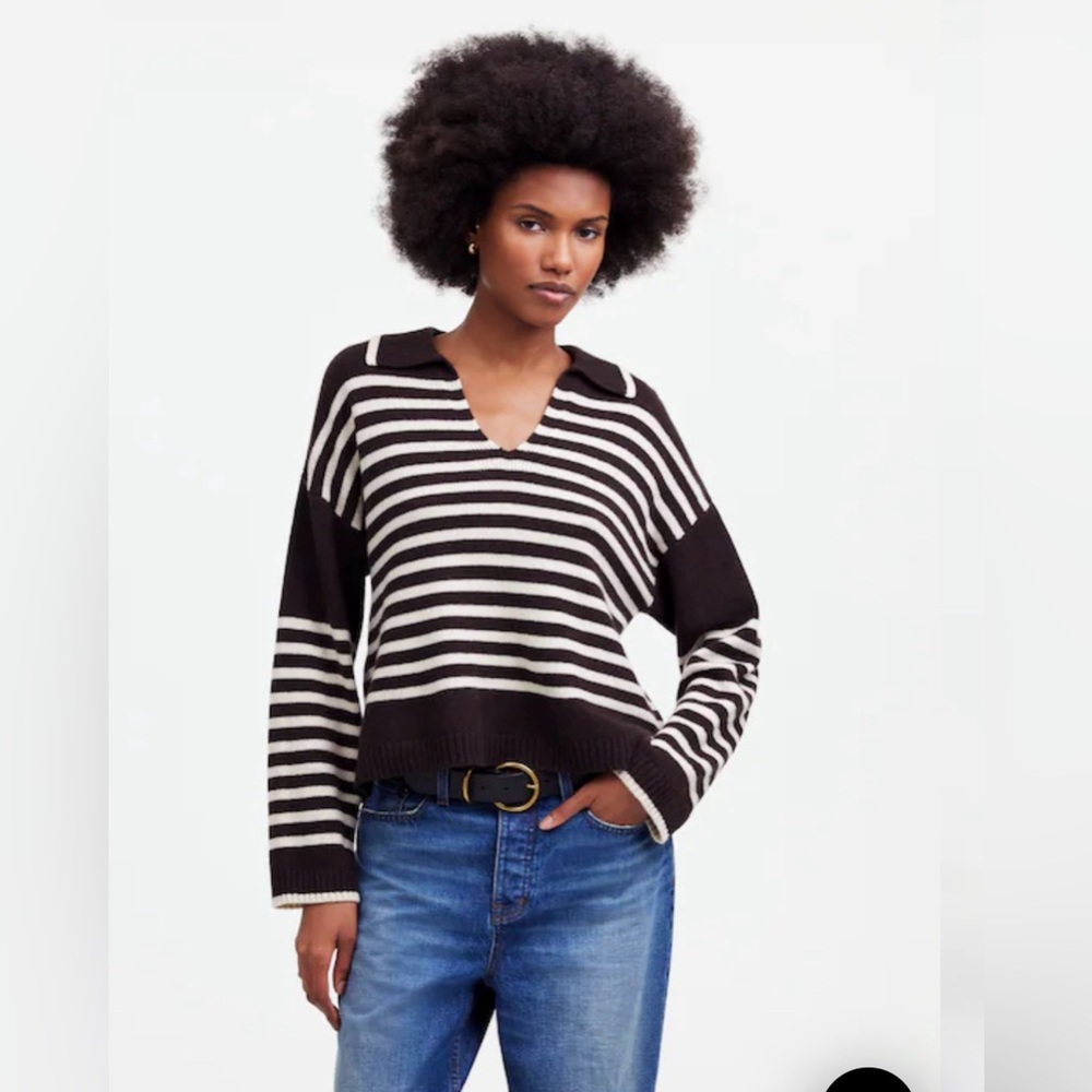 NWT Madewell Cashmere-Wool Blend Polo Sweater— Size Xsmall